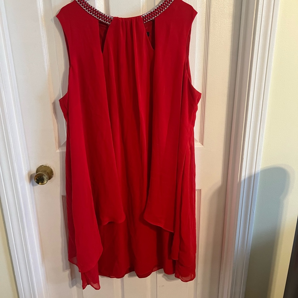 SLNY Red Sleeveless Chiffon Dress Size 24W